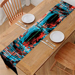 Digital Glitch Astronaut Skull Print Table Runner