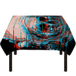 Digital Glitch Astronaut Skull Print Tablecloth