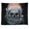 Digital Glitch Astronaut Skull Print Tapestry