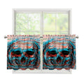 Digital Glitch Astronaut Skull Print Tier Curtains