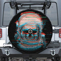 Digital Glitch Astronaut Skull Print Tire Cover With Camera Hole