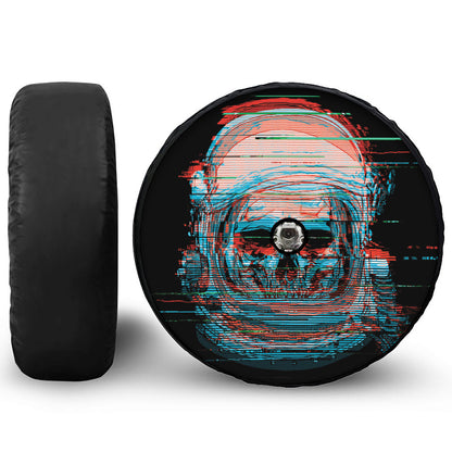 Digital Glitch Astronaut Skull Print Tire Cover With Camera Hole