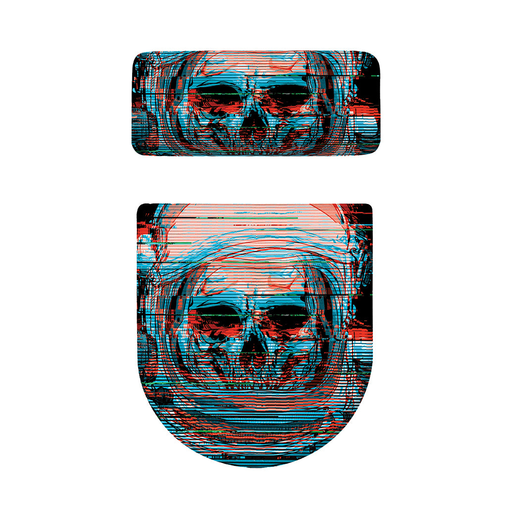 Digital Glitch Astronaut Skull Print Toilet Lid And Tank Cover Set