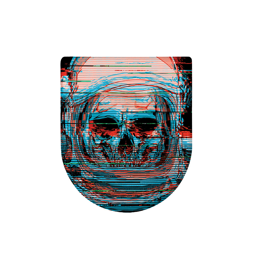 Digital Glitch Astronaut Skull Print Toilet Lid Cover