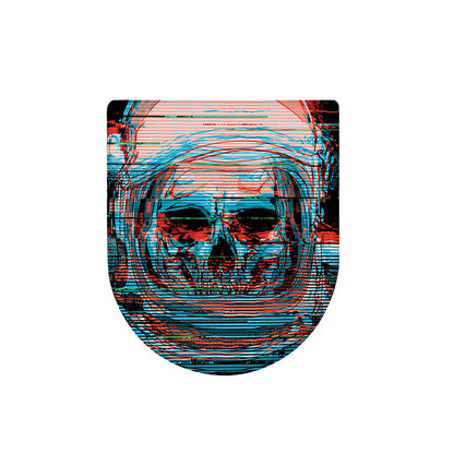 Digital Glitch Astronaut Skull Print Toilet Lid Cover