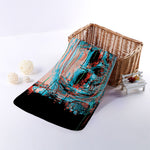 Digital Glitch Astronaut Skull Print Towel