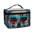 Digital Glitch Astronaut Skull Print Travel Makeup Bag
