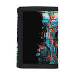 Digital Glitch Astronaut Skull Print Trifold Wallet