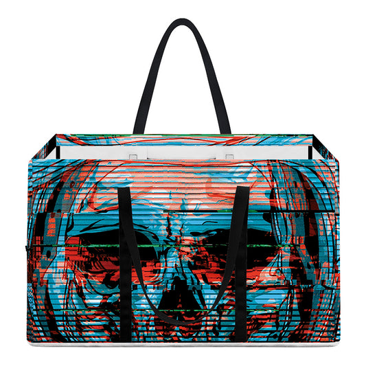 Digital Glitch Astronaut Skull Print Utility Tote Bag