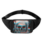 Digital Glitch Astronaut Skull Print Waist Bag