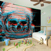 Digital Glitch Astronaut Skull Print Wall Sticker