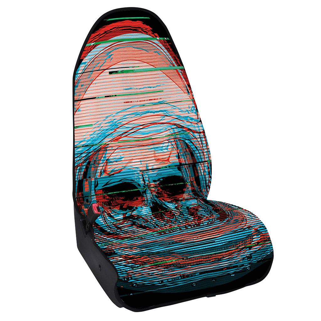 Digital Glitch Astronaut Skull Print Waterproof Car Seat Cover