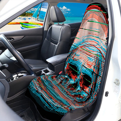 Digital Glitch Astronaut Skull Print Waterproof Car Seat Cover