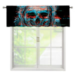 Digital Glitch Astronaut Skull Print Window Valance