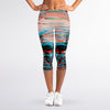 Digital Glitch Astronaut Skull Print Women's Capri Leggings