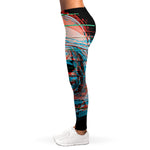 Digital Glitch Astronaut Skull Print Women's Leggings