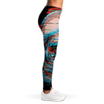 Digital Glitch Astronaut Skull Print Women's Leggings