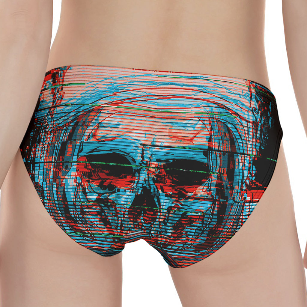 Digital Glitch Astronaut Skull Print Women's Panties