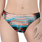 Digital Glitch Astronaut Skull Print Women's Thong