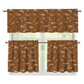 Dino Skeleton Fossil Pattern Print 3 Piece Kitchen Curtains