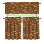 Dino Skeleton Fossil Pattern Print 3 Piece Kitchen Curtains