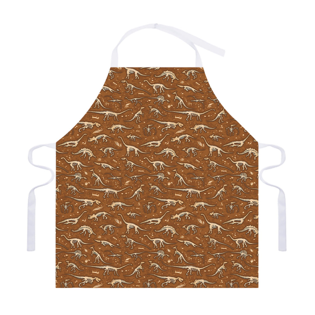 Dino Skeleton Fossil Pattern Print Adjustable Apron