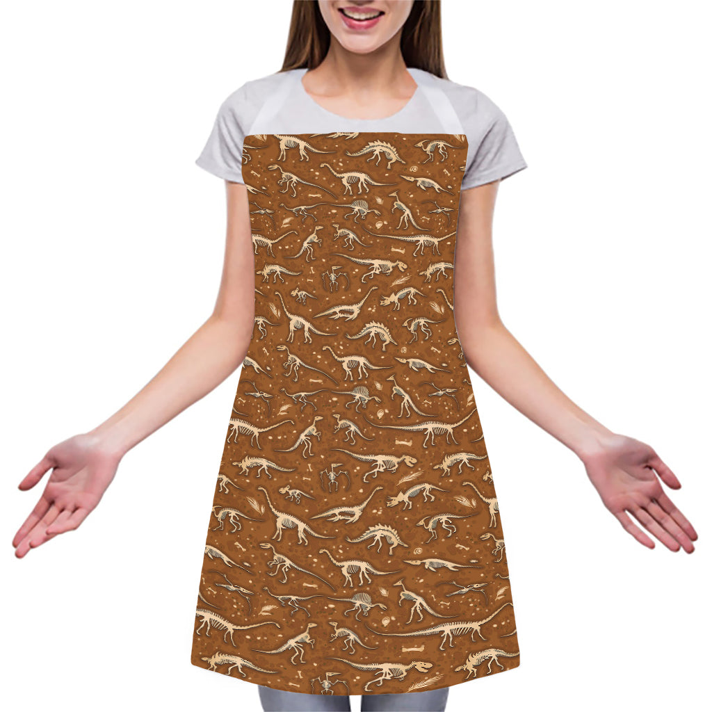 Dino Skeleton Fossil Pattern Print Adjustable Apron