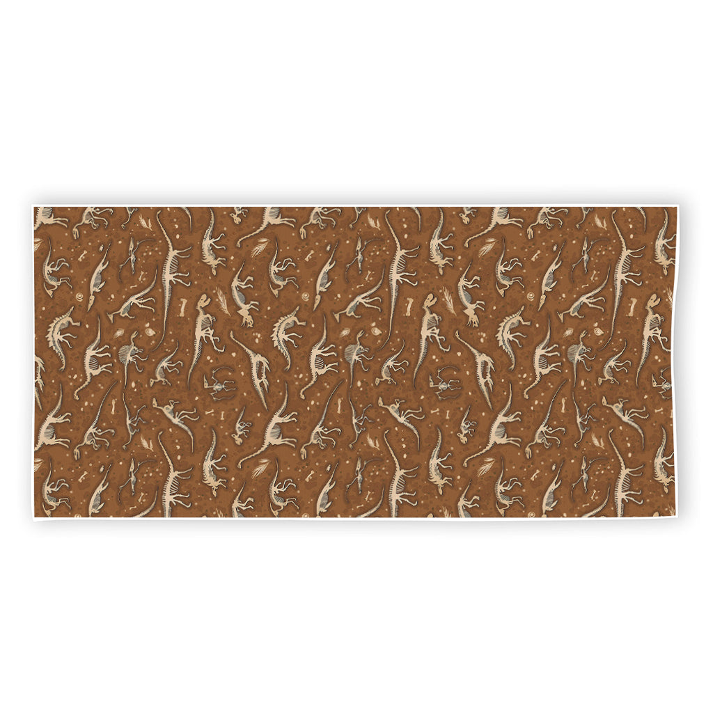 Dino Skeleton Fossil Pattern Print Beach Towel