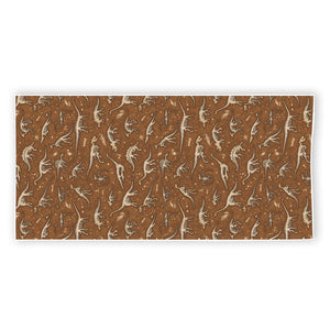 Dino Skeleton Fossil Pattern Print Beach Towel