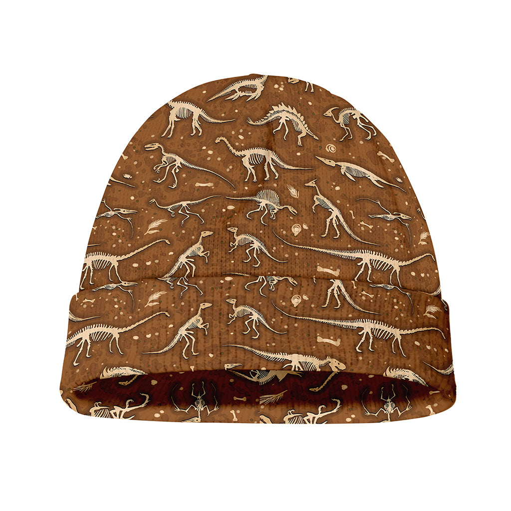 Dino Skeleton Fossil Pattern Print Beanie