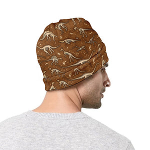 Dino Skeleton Fossil Pattern Print Beanie