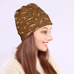 Dino Skeleton Fossil Pattern Print Beanie