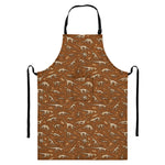 Dino Skeleton Fossil Pattern Print Bib Apron With Pocket
