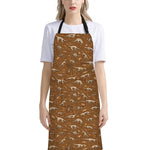 Dino Skeleton Fossil Pattern Print Bib Apron With Pocket