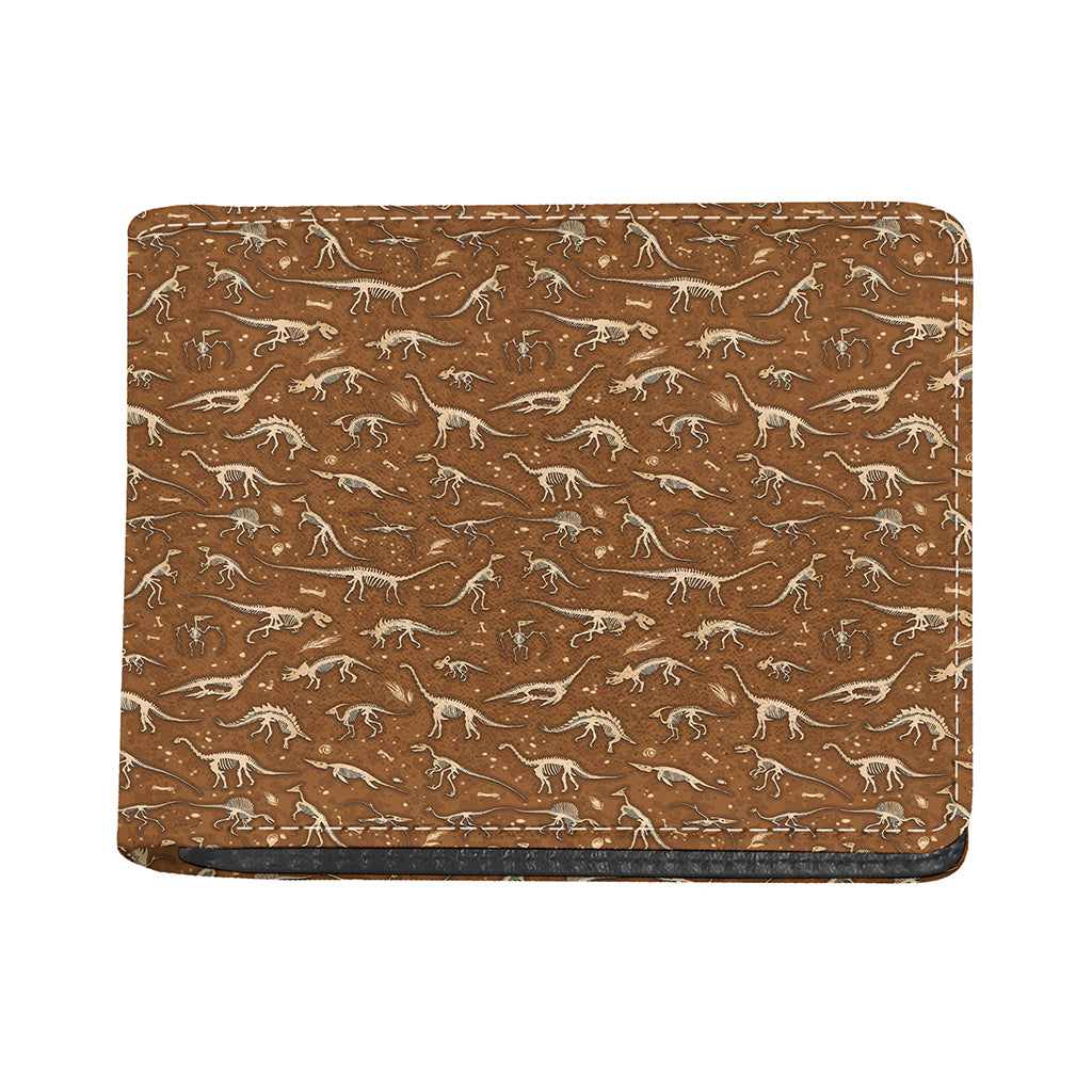 Dino Skeleton Fossil Pattern Print Bifold Wallet