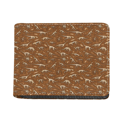 Dino Skeleton Fossil Pattern Print Bifold Wallet