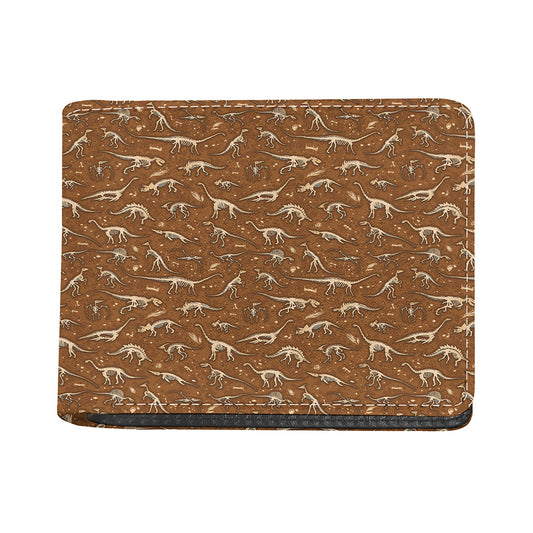 Dino Skeleton Fossil Pattern Print Bifold Wallet