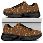 Dino Skeleton Fossil Pattern Print Black Chunky Shoes