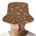 Dino Skeleton Fossil Pattern Print Bucket Hat