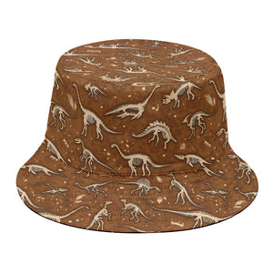 Dino Skeleton Fossil Pattern Print Bucket Hat