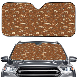 Dino Skeleton Fossil Pattern Print Car Windshield Sun Shade