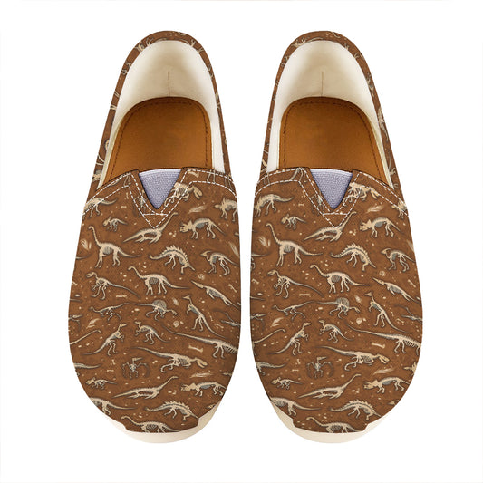 Dino Skeleton Fossil Pattern Print Casual Shoes