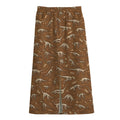 Dino Skeleton Fossil Pattern Print Cotton Front Slit Maxi Skirt