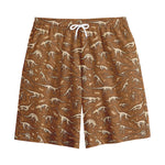 Dino Skeleton Fossil Pattern Print Cotton Shorts