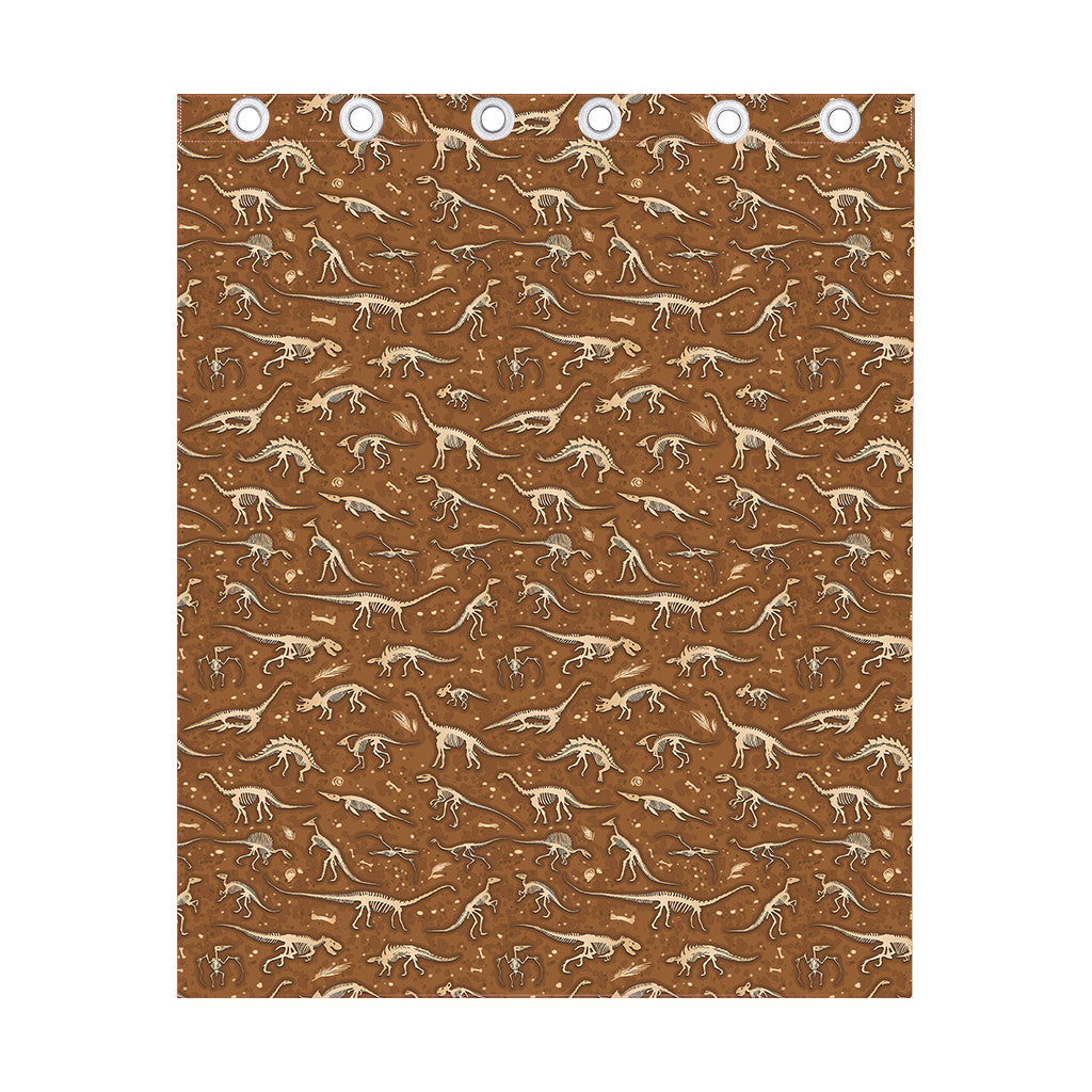 Dino Skeleton Fossil Pattern Print Curtain