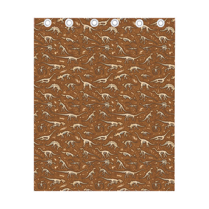 Dino Skeleton Fossil Pattern Print Curtain