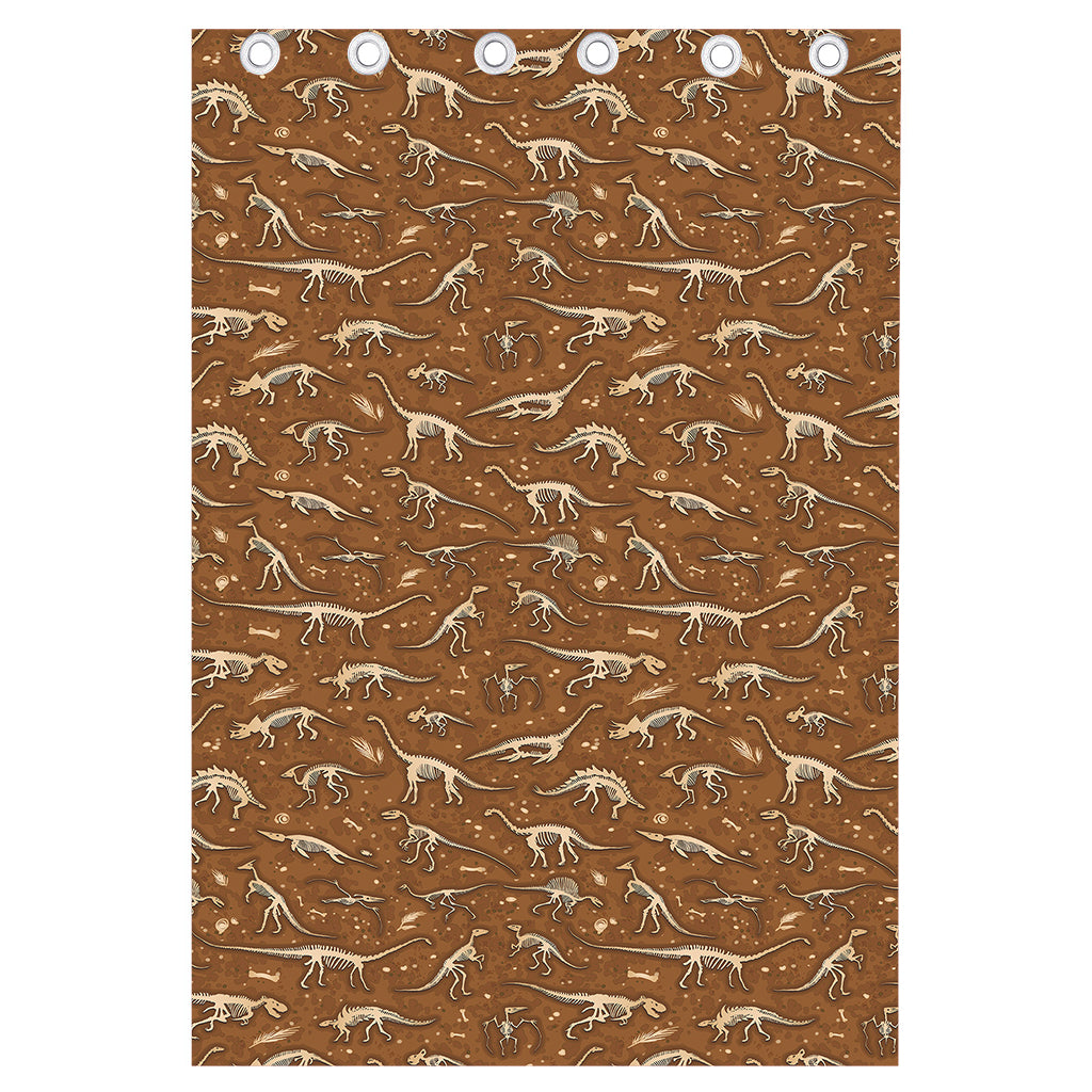 Dino Skeleton Fossil Pattern Print Curtain