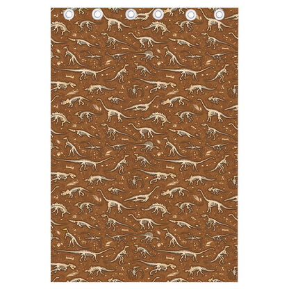 Dino Skeleton Fossil Pattern Print Curtain