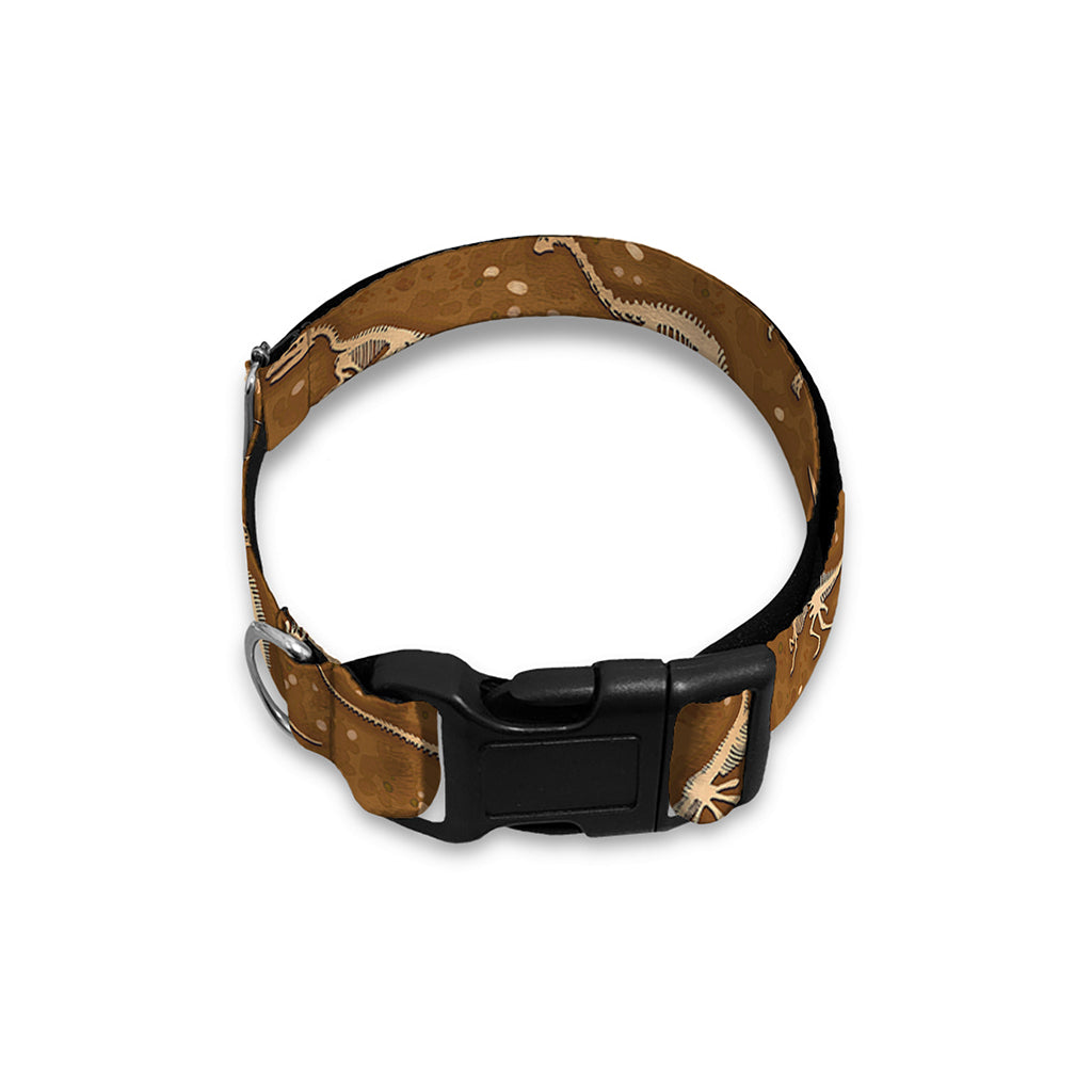Dino Skeleton Fossil Pattern Print Dog Collar