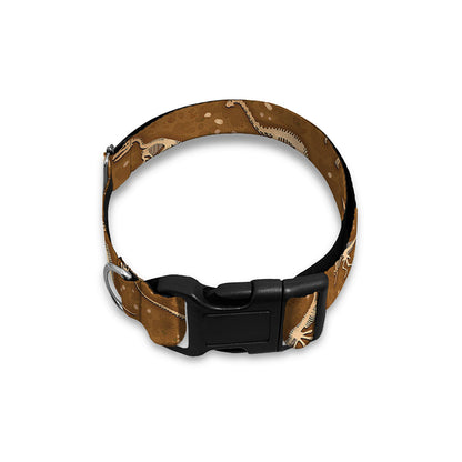 Dino Skeleton Fossil Pattern Print Dog Collar
